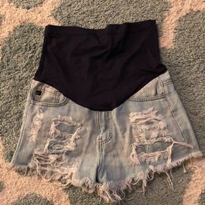 Pink Blush maternity denim shorts
